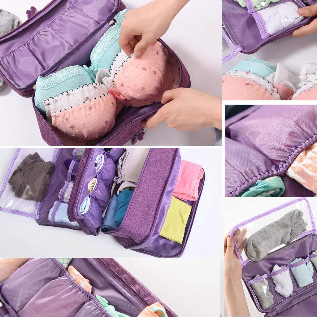 Travel Underwear Organizer, Bra Underwear Travel Packing Organizer Waterproof Pack Cube Lingerie Socks Bag Layer Cosmetic Bag Bra Bag for Travel(Grey) - Image 4